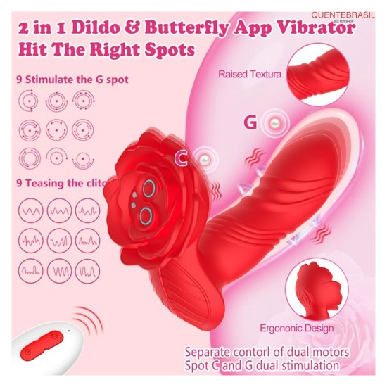 Controle por APP do brinquedo vibrador sexual rosa vestível