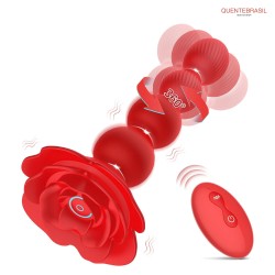 Brinquedo rosa para mulheres  Contas anais  Plug anal anal com controle remoto de 10 rotações (vermelho)