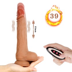 Ethan silicone realista 21cm pênis para empurrar e aquecer com controle remoto