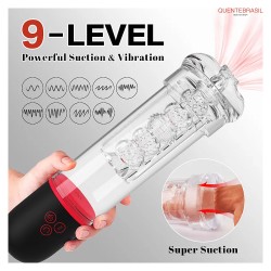 9 modos de vibração e sucção Masturbation Cup Cock Penis Vacuum Pump